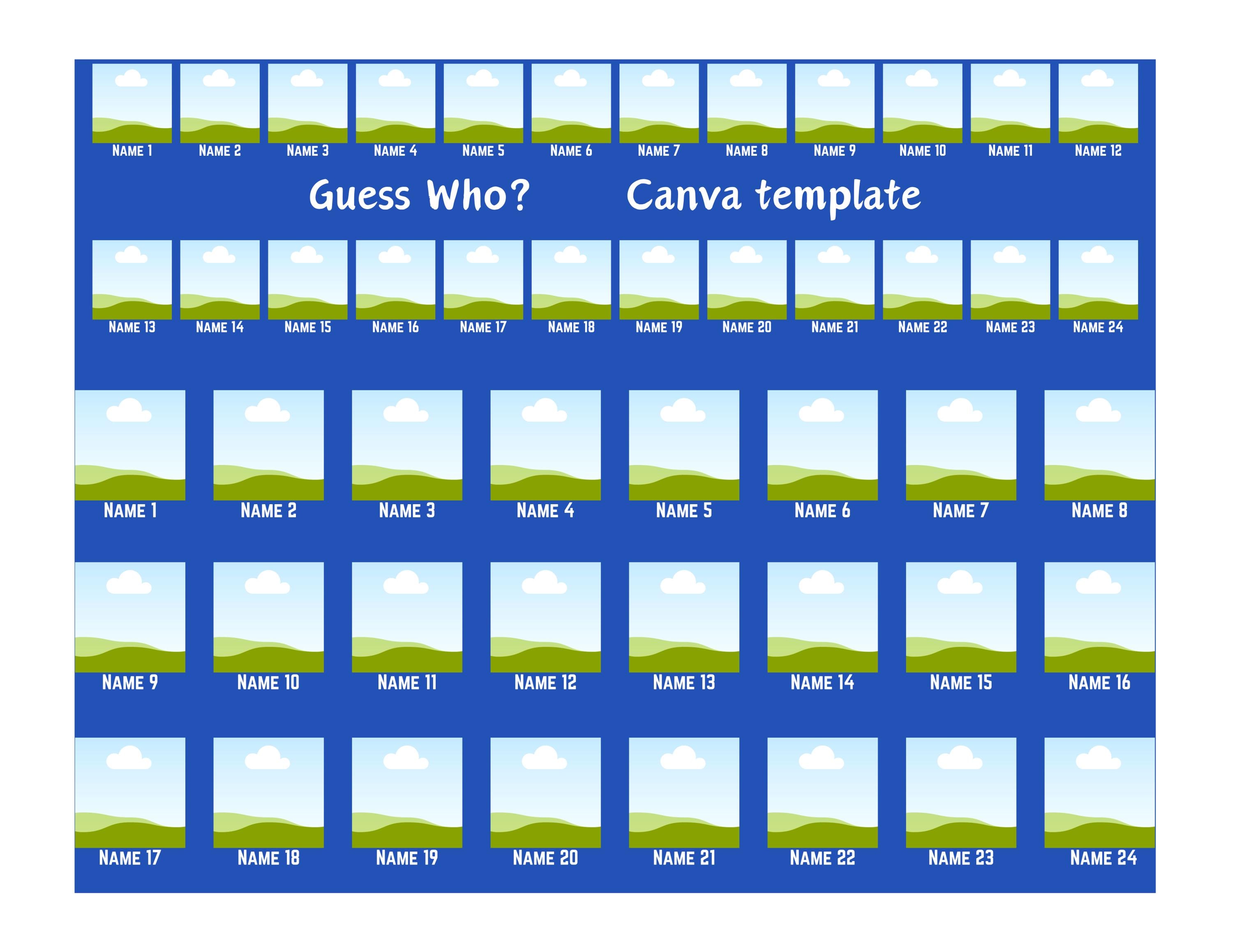 Guess Who Canva Template, Make Your Own Custom Printable 2.0 Game Boards using Canva, a free online graphic design platform