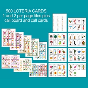 500 Loteria Cards Pdf Download, 1 and 2 per page, 54 call, Instant Printable Fun Party Game