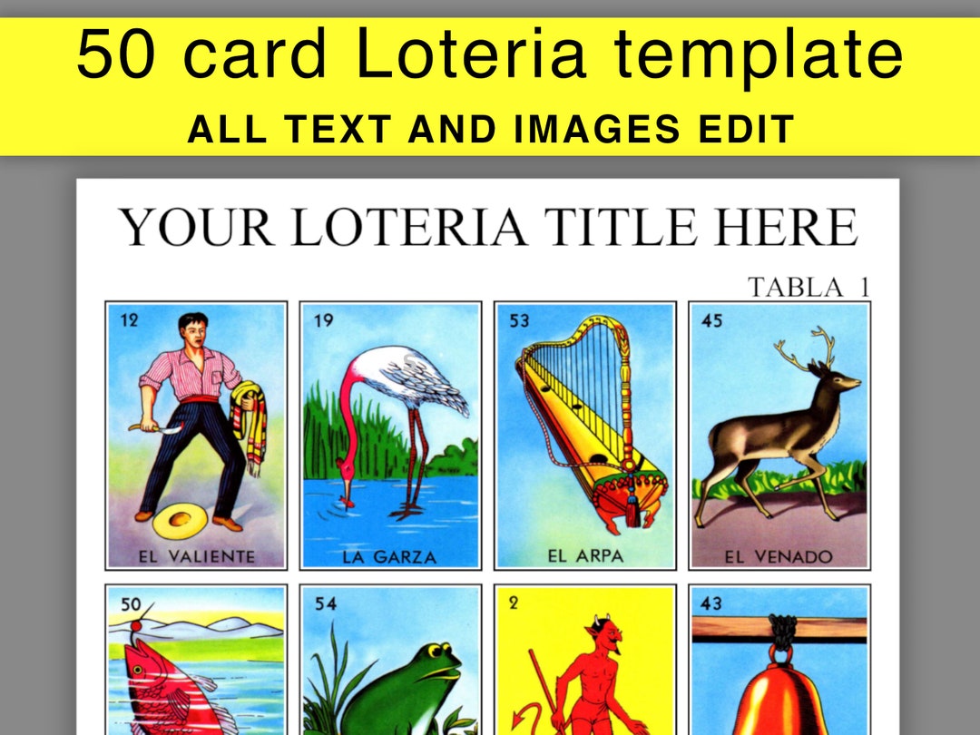 Editable Loteria Template 50 Custom Printable Cards Etsy UK Editable Loteria Template 50 Custom Printable Cards Etsy UK