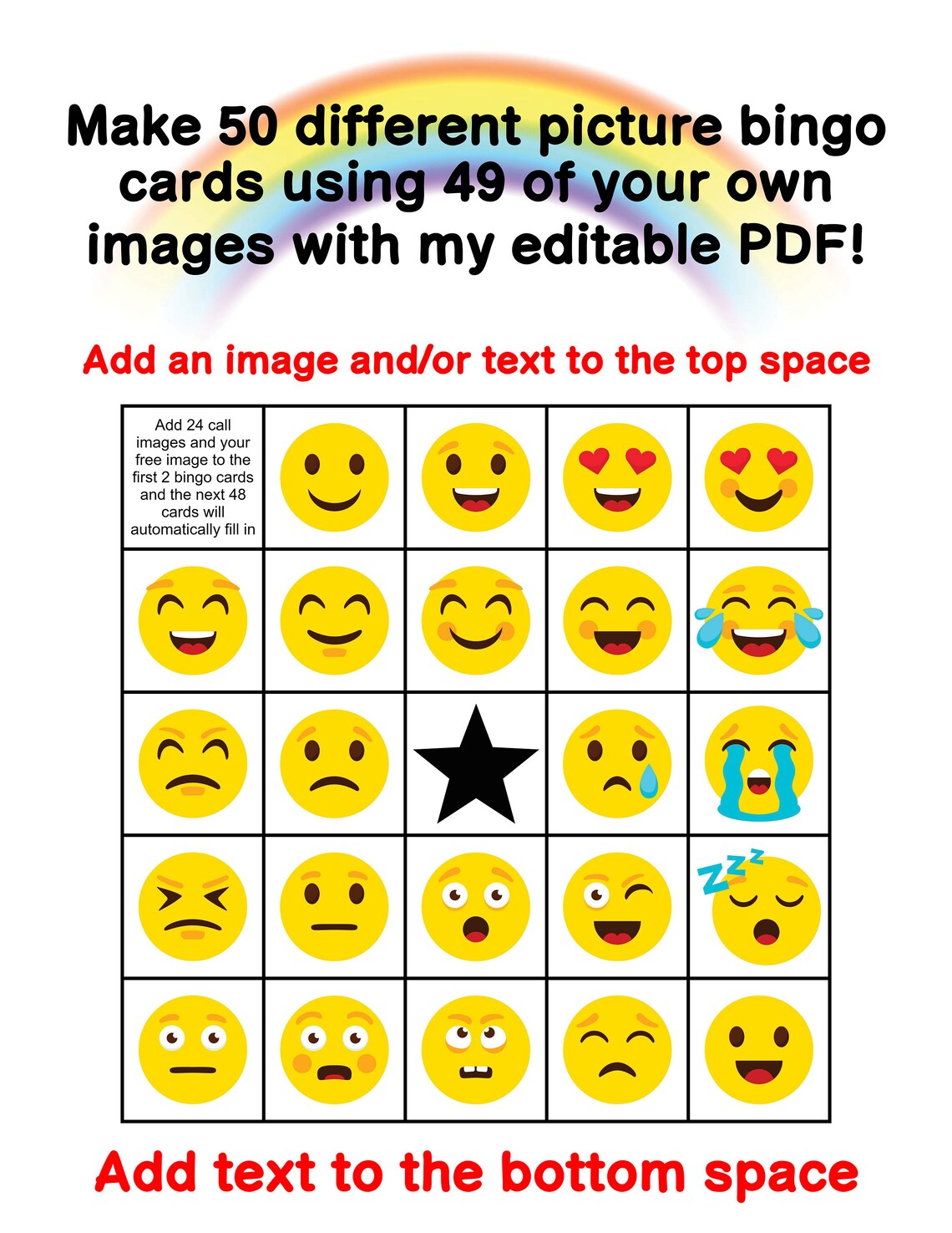 Bingo Card Maker makes 50 custom picture bingo cards 48 call Etsy