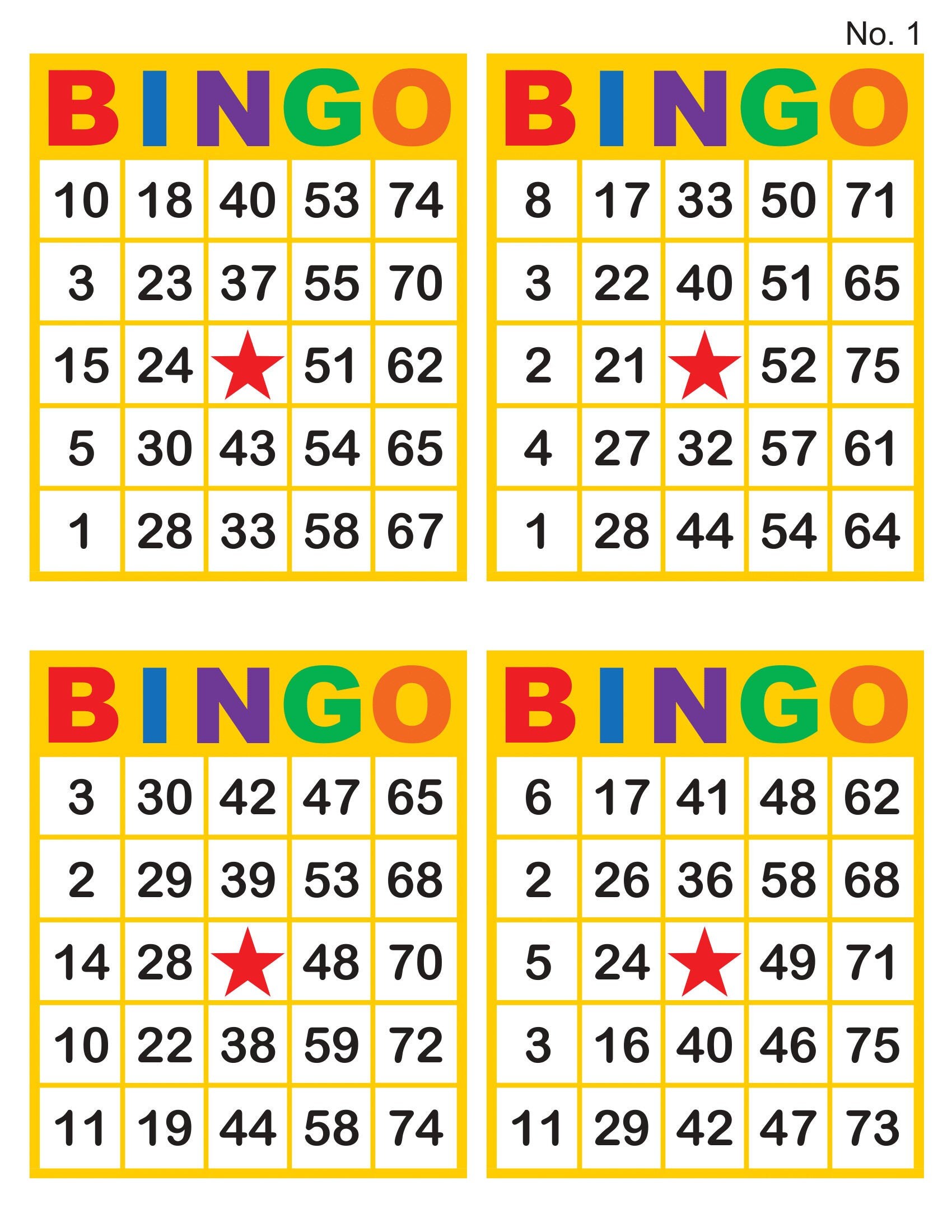 Bingo cards 1000 cards 4 per page instant pdf download - etsy
