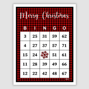 1000 Christmas Bingo Cards Pdf Download, 1, 2, and 4 Per Page, Instant Printable Fun Holiday Party Game, Buffalo Plaid