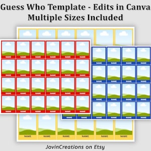 Make Custom Guess Who Game Pieces with my Canva Guess Who Template, Multiple Sizes Included, Editable Guess Who Canva Templates