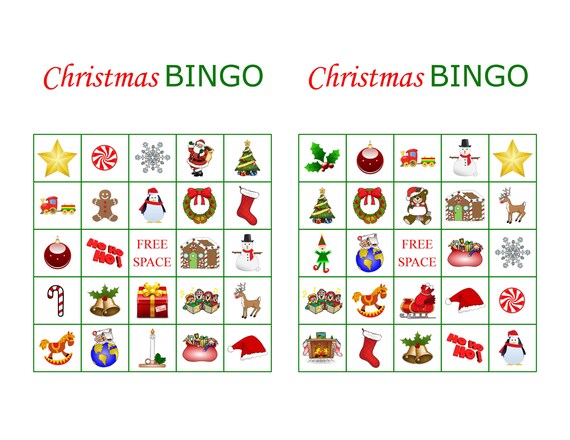 100 Printable Christmas Bingo Cards 2 per page Fun Christmas | Etsy