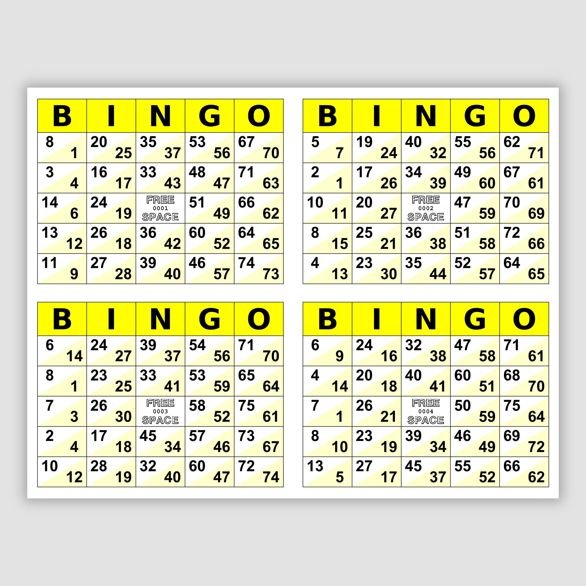 1000 Double Bingo Cards Pdf Download, 1, 2, and 4 per Page