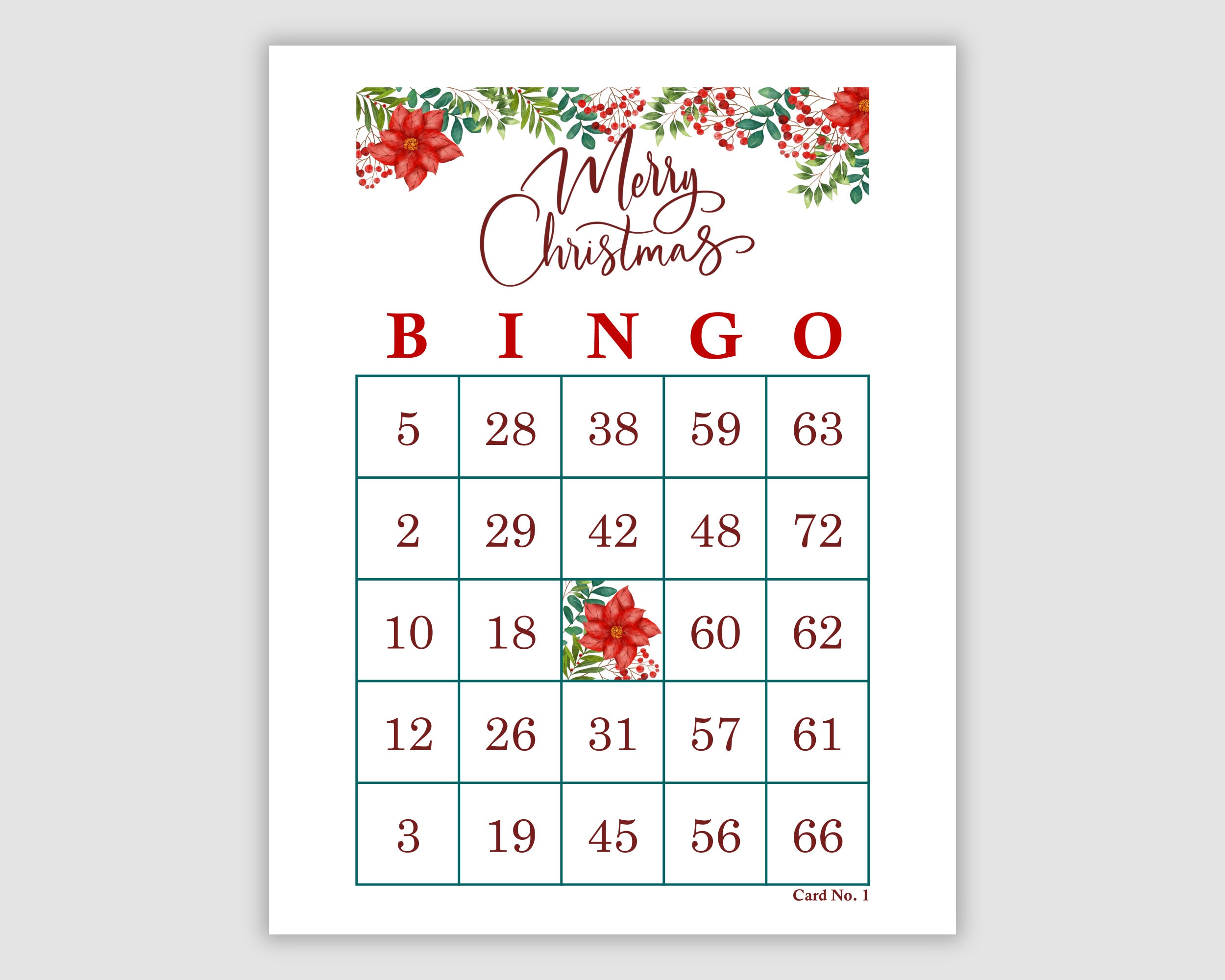 500 christmas bingo cards, 1 and 2 per page, fun printable holiday party game christmas game printable christmas pdf game download