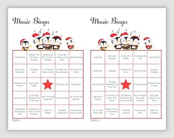 100 Christmas Music Bingo Cards Pdf Download, 2 Per Page, 75 Call, Instant Printable Fun Party Game