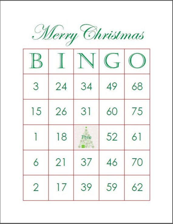 100 Merry Christmas Bingo Cards 1 per page Fun Christmas | Etsy
