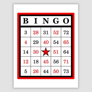 1000 Bingo Cards Pdf Download, 1 Per Page, Instant Printable Fun Party Game, Red and Black