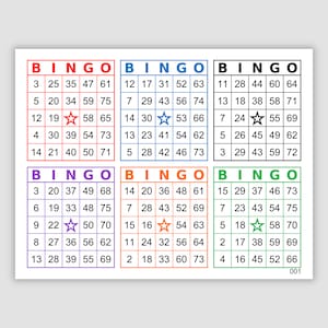 2004 Bingo Cards Pdf Download, 6 Per Page, Colorful Bingo Cards Instant Printable Fun Party Game