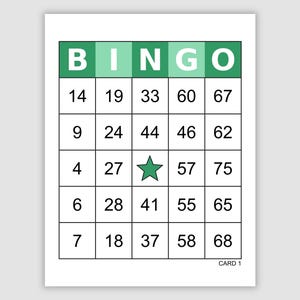 600 Bingo Cards Pdf Download, 1, 2, 4, and 6 Per Page, Instant Printable Fun Party Game, Simple Colorful, Large Print Bingo, Green