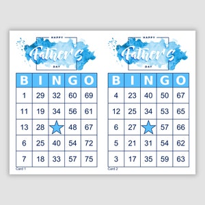 200 Father&#39;s Day Bingo Cards Pdf Download, 1 and 2 Per Page, Instant Printable Fun Party Game