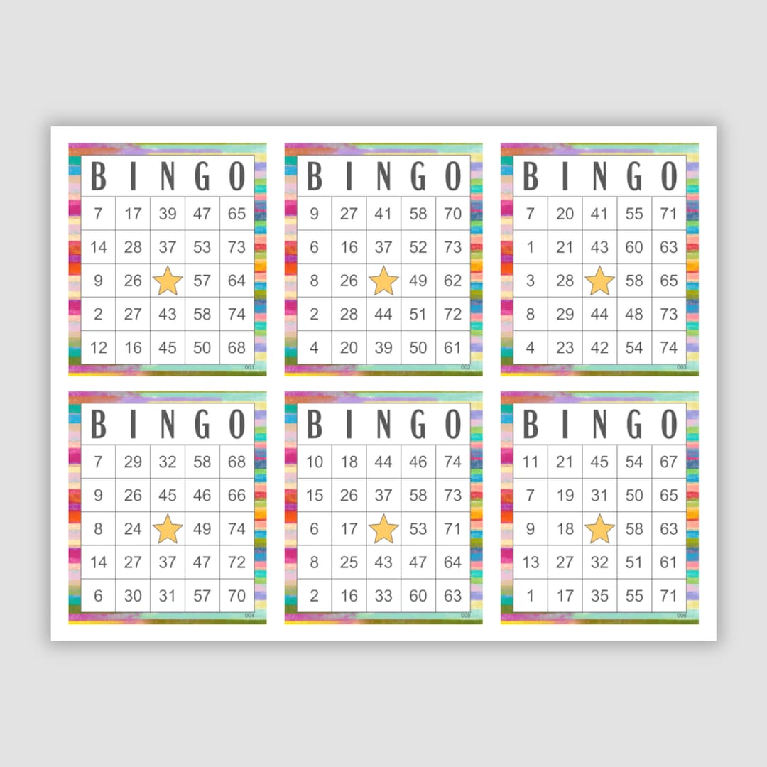 600 Bingo Cards Pdf Download 1 2 4 and 6 per Page Instant Etsy
