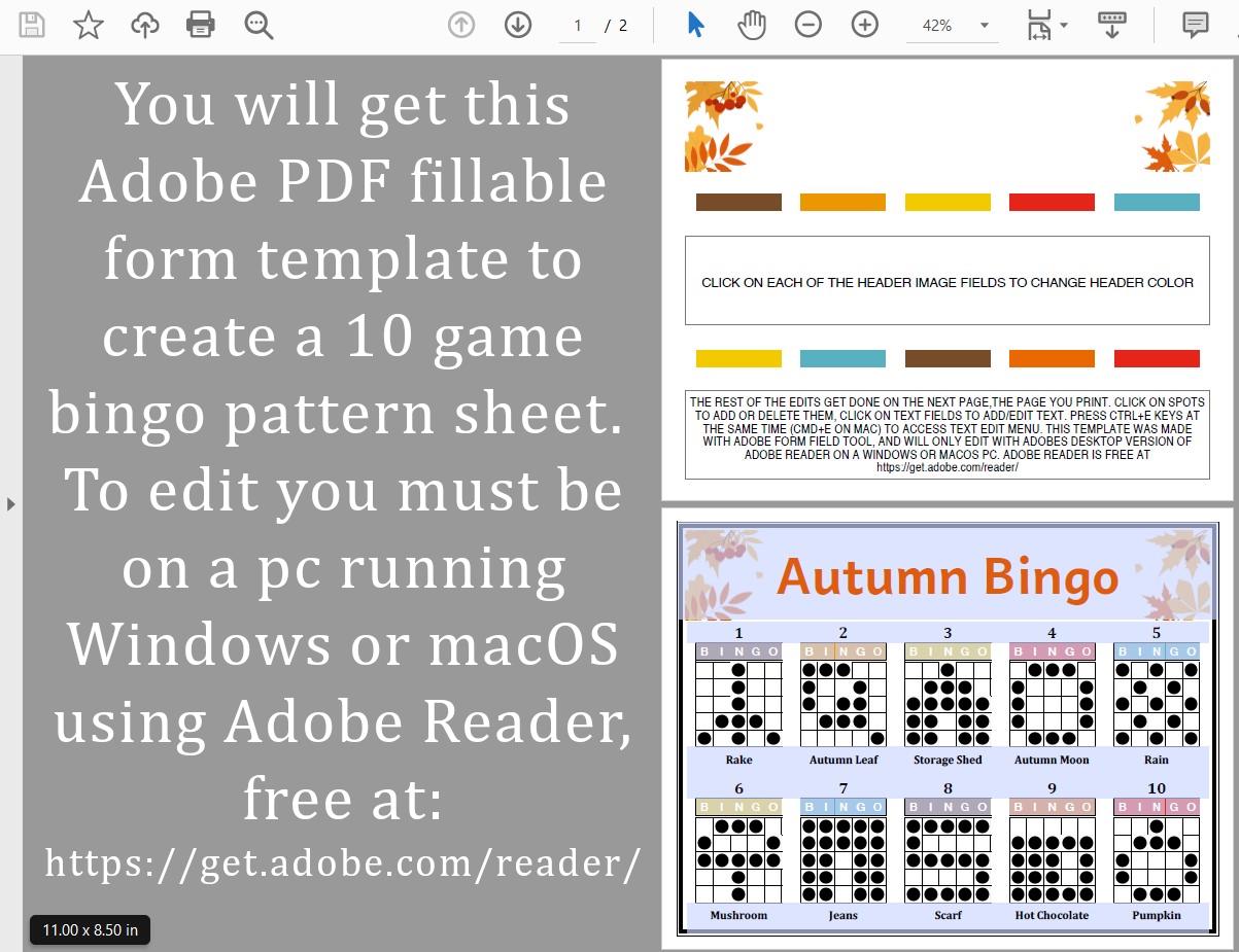 Program For Bingo 10 Game Editable Bingo Pattern Template Create A Custom Bingo Game ...