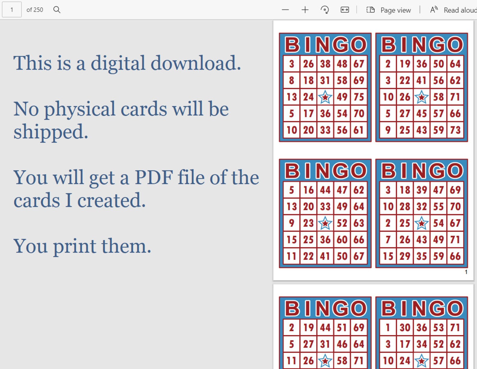 Bingo Cards 1000 Cards 4 per Page Instant Pdf Download - Etsy