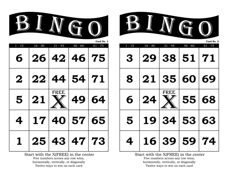 Bingo Cards 1000 cards 2 per page immediate pdf download | Etsy