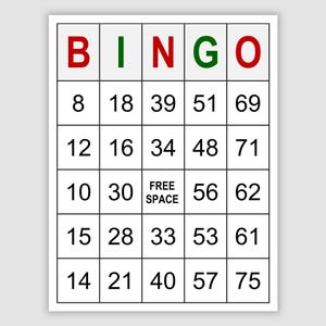 500 Jumbo Bingo Cards Pdf Download Easy Read Large Print Bingo Cards Red and Green Christmas Bingo 1-75 Call Bingo for Visually Impaired