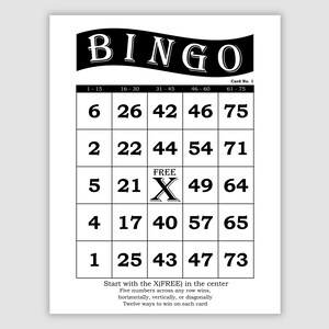 200 Bingo Cards, 1 Per Page, Pdf Download, Instant Printable Fun Party Game, Retro Black