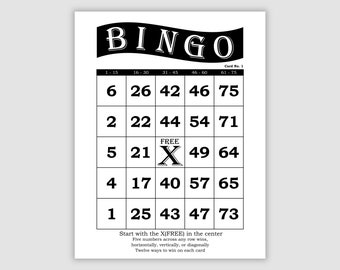 200 Bingo Cards, 1 Per Page, Pdf Download, Instant Printable Fun Party Game, Retro Black