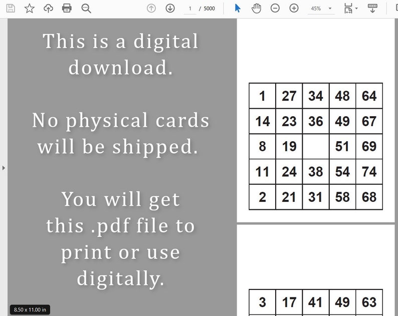 5000 Bingo Cards Blank Areas to Personalize 75 Call Large Print Bingo ...