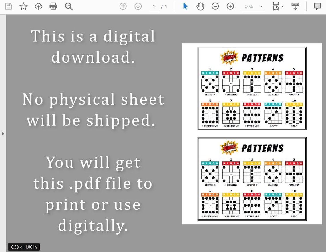 10 Game Bingo Patterns Program Flyer Bingo Patterns Printable Bingo ...