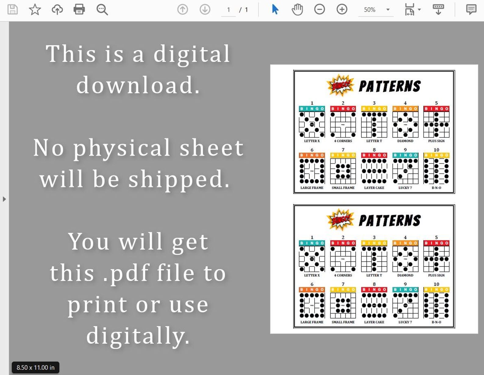 10 Game Bingo Patterns Program Flyer Bingo Patterns Printable Bingo ...