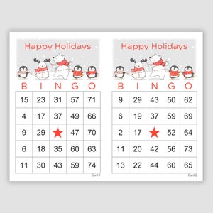 200 Bingo Cards Pdf Download, 1 and 2 Per Page, Instant Printable Fun Winter, Christmas, Happy Holidays Party Game