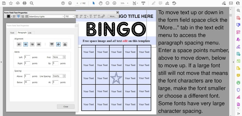 100 Card Editable Bingo Template, 48 Call, Instant Pdf Download, All ...