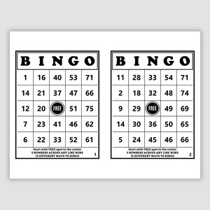 1000 Bingo Cards Pdf Download, 1, 2, and 4 per Page, Large Print, 75 ...