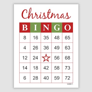 1000 Christmas Bingo Cards, 1, 2, and 4 Per Page, Pdf Download, Instant Printable Fun Party Game Printable Holiday Game