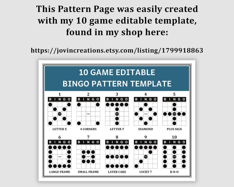 10 Game Bingo Patterns Program Flyer Bingo Patterns Printable Bingo ...
