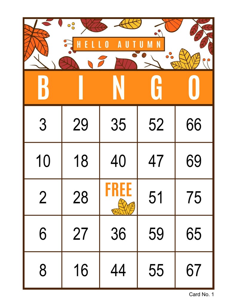 Autumn Bingo Cards 1000 Cards 1 Per Page Instant Pdf Etsy Autumn Bingo Cards 1000 Cards 1 Per Page Instant Pdf Etsy