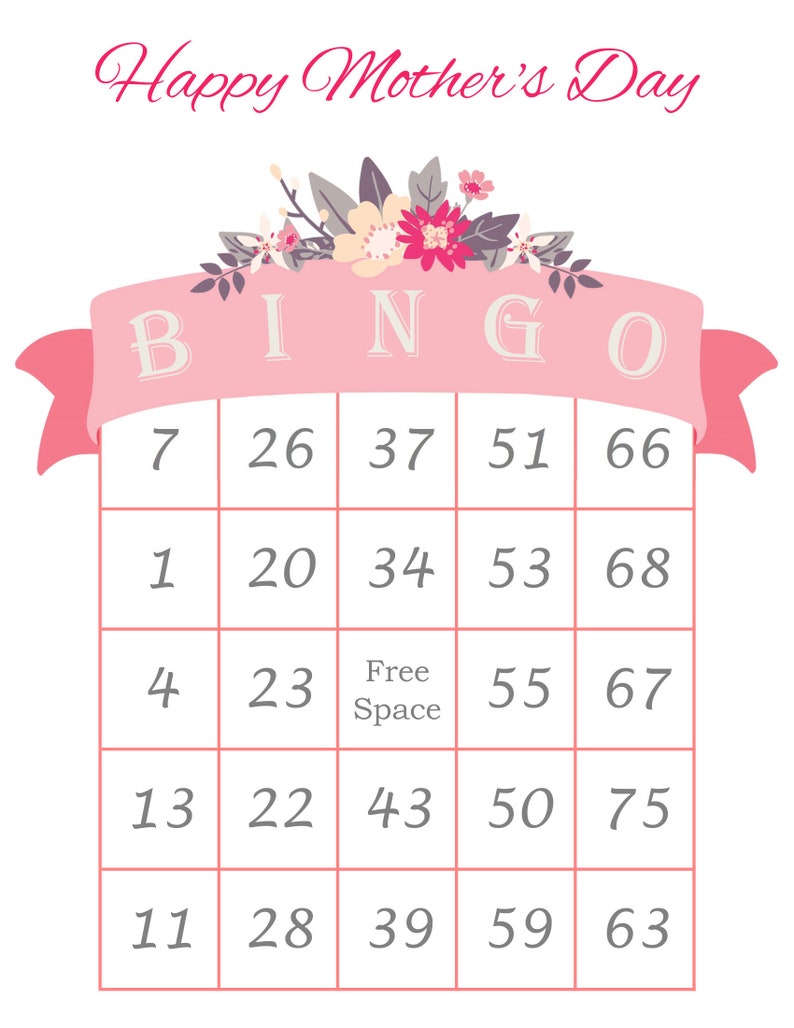 Mother&rsquo;s Day Bingo Cards 200 Cards 1 per Page