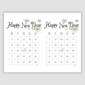 200 Happy New Year Bingo Cards Pdf Download, Prints 2 Per Page, Fun Instant Printable Party Game