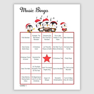 500 Christmas Music Bingo Cards, 1 and 2 Per Page, 75 Call Fun Holiday Party Game Printable Holiday Game Download Pdf