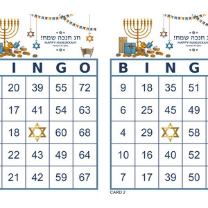 1000 Happy Hanukkah Bingo Cards Pdf Download, 2 Per Page, Instant Printable Fun Party Game