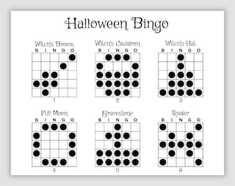 6 Halloween Bingo Patterns Program Flyer, Instant Printable Pdf Download, Etsy emails download link at payment processed