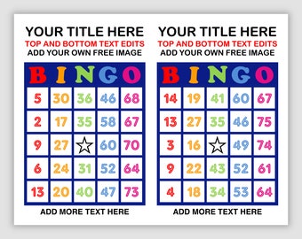 Editable 500 Card Bingo Template, Edit Text at Top and Bottom, Add Your Own Free Space Image, Make Your Own Custom 75 Call Bingo Cards