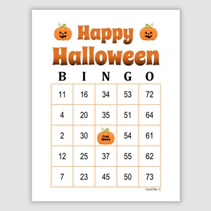 1000 Halloween Bingo Cards Pdf Download, 1, 2, and 4 Per Page, Instant Printable Fun Party Game