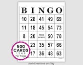 500 Jumbo Printable Bingo Cards Pdf Download, 1, 2, 4, and 6 Per Page Party Game, Large Print Simple Black and White Standard 75 Call Bingo