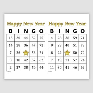 1000 Happy New Year Bingo Cards Pdf Download, 2 Per Page, Instant Printable Fun Party Game