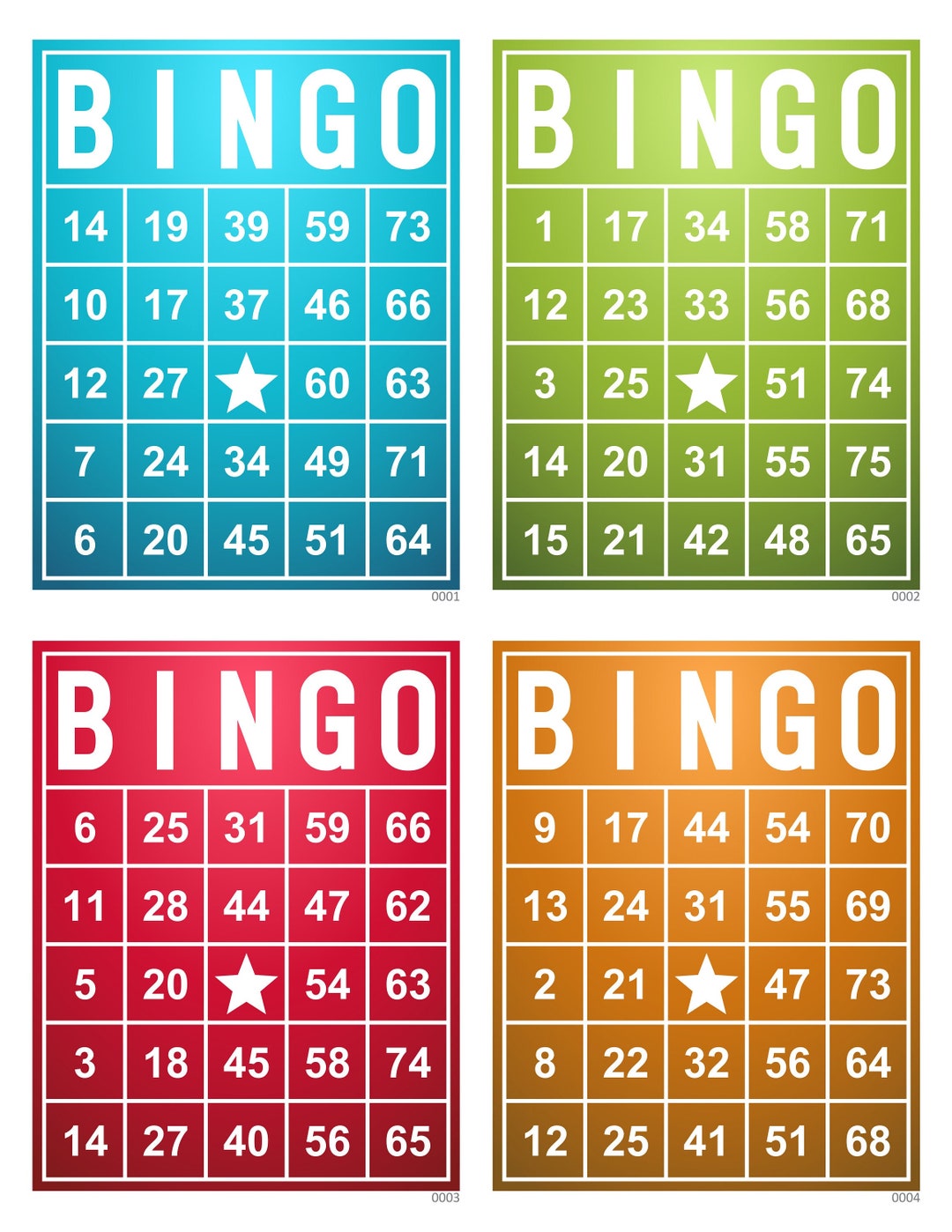 1000 Bingo Cards Pdf Download 1 2 and 4 per Page Instant - Etsy