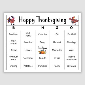 100 Thanksgiving Bingo Cards Pdf Download, 1 and 2 Per Page, 50 Call, Instant Printable Fun Party Game, Word Bingo Cards