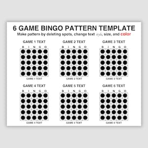 Editable Bingo Pattern Program Flyer, Easily Create Your Own 6 Game Patterns Using my Editable Adobe Fillable Form Pdf Template, PC Required