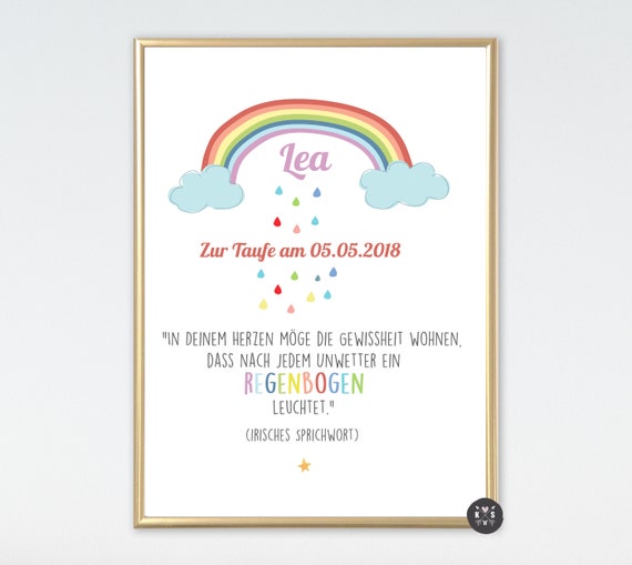 POSTER / PATENBRIEF zur Taufe mit Taufspruch Geburt Taufe Etsy