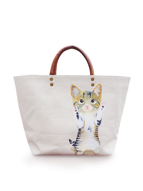 Items similar to Cat Handpaint Canvas Bag on Etsy