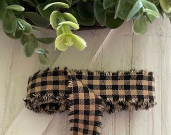 4 Yard Homespun Black Plaid Fabric Strip Ribbon 1" wide Primitive Farmhouse Christmas Decor