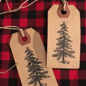 100 Small Christmas Pine Tree Primitive Coffee Stained Price Hang Tags Lot Farmhouse gift rustic cottage lot