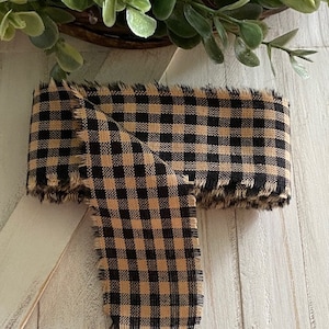 4 Yard Homespun Black Plaid Fabric Strip Ribbon 1-1/2&quot; wide Primitive Farmhouse