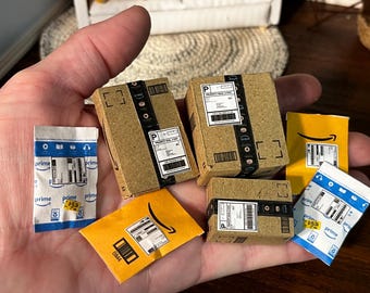 7 pieces packages shipping boxes mailers envelopes online shopping dollhouse miniatures lot handmade
